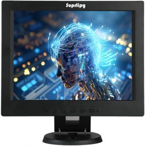 Suprlipy Moniteur de s&eacute;curit&eacute; CCTV LCD TFT 12 Pouces 800x600 4:3 &Eacute;cran d'affichage Prise en Charge HDMI VGA AV BNC MIC Ports USB avec t&eacute;l&eacute;commande Haut-parleurs int&eacute;gr&eacute;s pour cam&eacute;ra de Surveillance (Suprlipy, neuf)