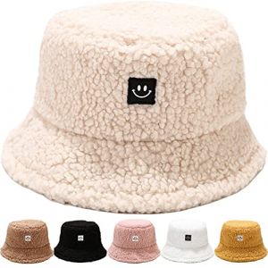 DURINM Bob Chapeau de Pêcheur en Peluche Femme Chapeau Hiver Chaud Chapeaux de Seau en Fausse Fourrure Hiver Bob Chapeau Femme Homme, Chauds Peluche Chapeau de Seau (Beige) (DUNMIN, neuf)