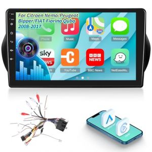 Android Autoradio pour Citroen Nemo/Peugeot Bipper/Fiat Fiorino Qubo 2008-2017 avec sans Fil Carplay et Android Auto, [2G+64G] Écran Tactile HD de 10 Pouces avec GPS/WiFi/Bluetooth/EQ/FM RDS (annianxishangmaoyo, neuf)