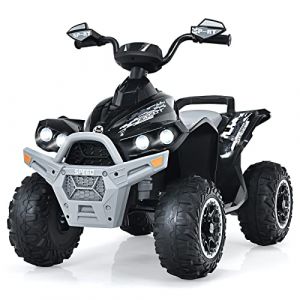 GOPLUS Quad 4x4 Électrique avec 2 Vitesses Réglables, Voiture Électrique Enfant 1 Place avec Lumières LED & Musique, pour Tout-Petit 3-8 Ans (Noir) (Augenstern24, neuf)
