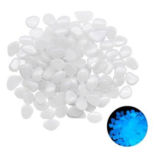 300 Pièces Lumineuses, Galets Brillants Décoratifs Galets Lumineux Cailloux Artificiels Blanc Galets Pierres pour Extérieur Jardin Aquarium Pierres Galets Lumineux qui Brillent Dans Noir(Blanc) (XinLinLiangShangMao, neuf)