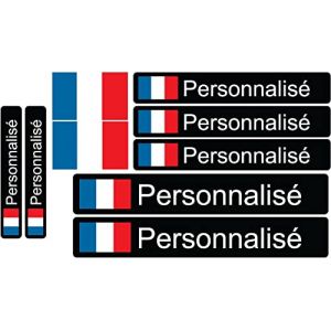 x9 Autocollant Nom&Drapeau | Casque Moto Vélo | Sticker Personnalisable | Texte prénom, Groupe sanguin, Drapeau Pays (JLC-Sticker, neuf)