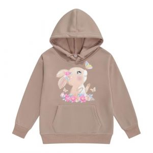 Sweats à capuche et sweatshirts pour filles cool avec imprimé lapin pour tout-petits, vêtements d'extérieur décontractés, veste polaire chaude pour l'hiver pull rayé, kaki, 2-3 ans (⭐⭐⭐⭐⭐Liqingxiu, neuf)