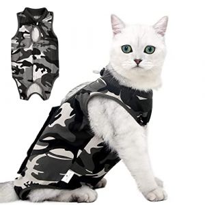 heavenlife Combinaison Professionnelle de R&eacute;cup&eacute;ration, Camouflage Gilet de Chirurgicale, Chat V&ecirc;tements Apr&egrave;s la Chirurgie, Alternative au Collier C&ocirc;ne E pour Plaies Abdominales Maladies de Peau (M) (allowreve, neuf)