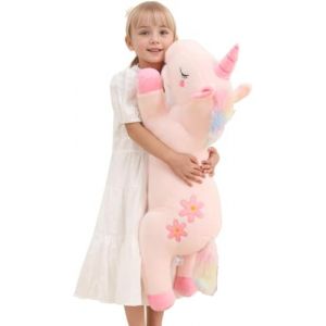 Dalmao Peluche licorne géante de 80 cm - Rose - Coussin lombaire - Coussin de corps pour enfants garçons et filles - Anniversaires de Pâques (Dlmao, neuf)