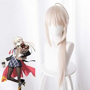GUANBBD Arturia Pendragon Cosplay Perruque Destinée Rester Nuit Grand Order Sabre Âge Cheveux Synthétiques Longs Lisses + Bonnet de Perruque (GUANBAIJI1982, neuf)