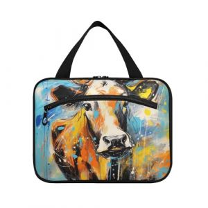 Linnyio Vache Cool De Dessin Animé Trousse de Toilette de Voyage Suspendue Maquillage,Grande Capacité Pliable Rangement Sacs de Lavage pour Femmes Filles (Linnyio, neuf)