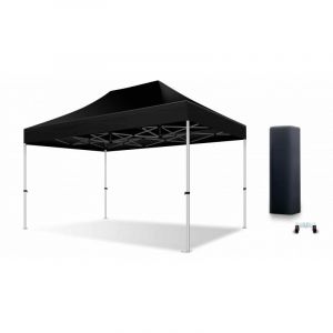 ACTIEXPRESS Barnum, Tonnelle Professionnelle 3X3 Structure en Alu 45mm Toit 450g/m² Anti-feu qualité Pro+ + Sac de Transport (Noir, 3X4,5) (Actiexpress, neuf)