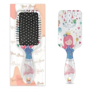 Entemne Brosse &agrave; cheveux pour femmes, hommes, filles, gar&ccedil;ons, dessin anim&eacute;, ch&acirc;teau de princesse, brosse de massage du cuir chevelu, peigne &agrave; coussin d'air pour cheveux humides et secs d&eacute;m&ecirc;lant (HHengY, neuf)