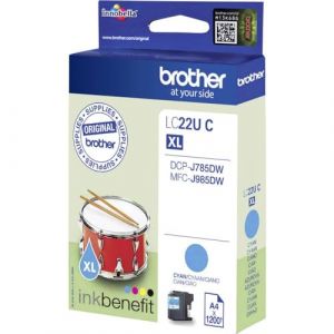 Brother LC22UC Cartouche d'Encre Original compatible avec Imprimates Brother DCP-J785DW, MFC-J985DW Cyan, Rendement élevé (XL) (KoolForYou, neuf)
