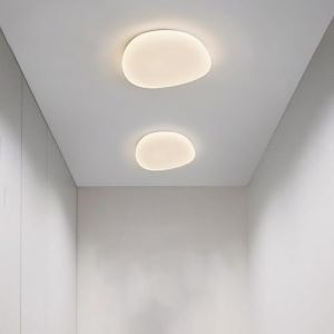 Plafonnier LED Galet Effet Paillettes M&eacute;tal Blanche Lampe de Plafond Moderne 110W Equivalent Luminaire de Plafond pour Bureau Chambre Salle de Bain Cuisine Couloir (Lumi&egrave;re Blanche,38*24*6CM 24W) (GZZB, neuf)