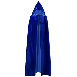NebulaGlam Cape &agrave; Capuchon D&eacute;guisement Adulte, Cape &agrave; Capuche pour Halloween, Cape &agrave; Capuchon Longue Velvet Adulte D&eacute;guisement Costume Halloween, Costume Halloween Carnaval No&euml;l(150cm) (Bleu) (JoeGoods, neuf)