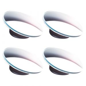 4 PCS Angle Mort, Rotatif Voiture Angle Mort Miroir Arrière Voiture Côté Miroir HD Verre Convexe Rétroviseur Grand Réglable Blind Spot Mirror Sans Cadre Rond 360°Rotate Pour Véhicules Moto Camions (Wangshacaokeji, neuf)