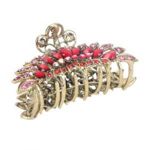 CONGARTENO Pince &agrave; Cheveux R&eacute;tro Rouge Strass Grosse Pince Griffe Style Vintage Accessoire pour Queue de Cheval Coiffure F&eacute;minine et Filles Pr&eacute;sent pour Occasions Festives (SAMing, neuf)