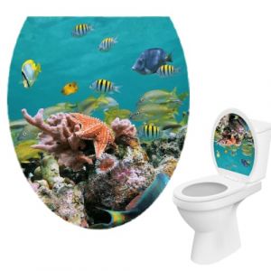 FEQDWOX 1 autocollant en vinyle pour siège de toilette en forme d'étoile de mer, décoration de salle de bain, accessoires de toilette durables et pratiques, autocollant pour couvercle de toilette (XiangYangShiZhuMeiSiShangMaoYouXianGongSi, neuf)