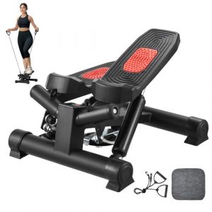 VEVOR Mini Stepper à Torsion pour Exercices à Domicile, Stepper d’Appartement Hydraulique avec Bandes de Résistance, Équipement Cardio d'Entraînement Complet du Corps, avec Moniteur LCD, Charge 150 kg (New Clear FR, neuf)