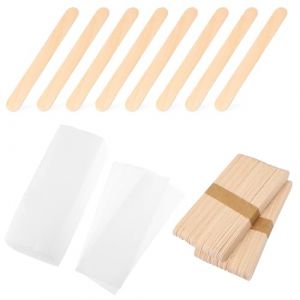 G&eacute;n&eacute;rique Bandes de Cire pour &Eacute;pilation Corps et Visage 100 Pi&egrave;ces B&acirc;tonnets Applicateurs en Bois 100 Unit&eacute;s Kit D&rsquo;&Eacute;pilation &agrave; la Cire Souple pour Jambes Bras et Maillot Usage (CLACKUI, neuf)