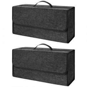 EZVEZS Sac de Coffre Voiture en Feutre,Rangement Coffre de Voiture Pliable,Organisateur avec Velcro, Bo&icirc;te de Rangement pour Outils, Entretien, Courses et Accessoires Auto (2 Pi&egrave;ces) (zhongzhenbaouk, neuf)