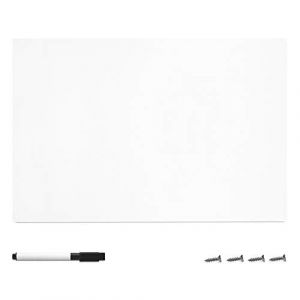 Navaris Tableau blanc magnétique - Tableau blanc métallique 60 x 40 cm avec 1x marqueur craie magnétique et 4x vis de montage - Panneau aimanté (SX-Commerce, neuf)