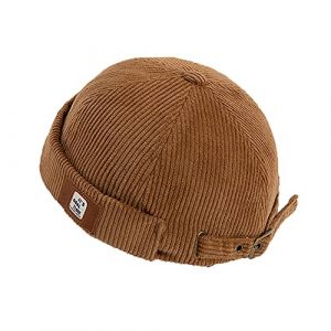YAMEE Bob Homme Docker Bonnet Casquette Neuf Urban Style Bord Roulé rétro Travailleur Marin Unique Street décontracté Brimless Chapeau (One Size 56-58cm) (YAMEE, neuf)