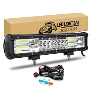 RIGIDON 38cm 216W Led Light Barre 4x4 avec 12V c&acirc;blage kit, Rampe Barre Lumineuse LED de Travail, Barre d'&eacute;clairage led pour Offroad V&eacute;hicules Voiture Camions Tracteur,6000K feu antibrouillard (JIANDAO, neuf)