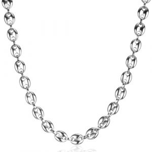 LOCCY Chaine Maille Grain de Café Homme, Collier Grain de Café en Acier Inoxydable 6/7/9/11mm Grain de Café Chaîne Hip Hop Collier Chaine pour Homme Longueur 46-56cm, Argent (Argent-9mm, 51) (LOCCY CHIU, neuf)