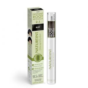 Naturtint | Instant Root Retouch | Retoucheur Temporaire pour Cheveux Grisonnants, Racines et Sourcils | Pratique et Confortable grâce à sa Brosse | 98,5% d'Ingrédients Naturels | Brun Foncé | 10 ml (LABORATORIOS PHERGAL, S.A., neuf)