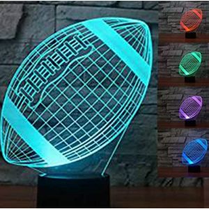 3D Rugby Football Lampe Illusion d'optique Veilleuse 7 couleurs Bureau Décoration de table Lampes cadeau de Noël parfait avec (VFDJKNBGS, neuf)