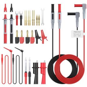 Proster Kit de c&acirc;ble de Test 27 en 1 Cordons de Mesure Professionnels Rempla&ccedil;ables pour Multim&egrave;tre Mesures &Eacute;lectriques Pr&eacute;cises CATIII 1000V Contient Pinces Crocodiles/Prise banane dor&eacute;e (TIMEEU, neuf)