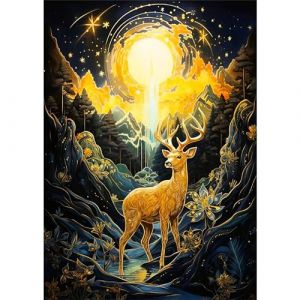 Peinture Diamant Adulte Paysage Le Cerf, Diamond Painting Enfant 5D Diamant Kit Kits de Broderie au Point de Croix Diamant Strass Point de Croix Cristal Painting pour Murale Décoration 30x40cm (Suixiangtong, neuf)