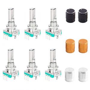 Youmile 6 pièces EC11 interrupteur de Code encodeur rotatif 5 broches 20mm interrupteur à bouton poussoir de potentiomètre numérique pour Arduino avec capuchon de bouton 6 pièces (YoumileDirect, neuf)