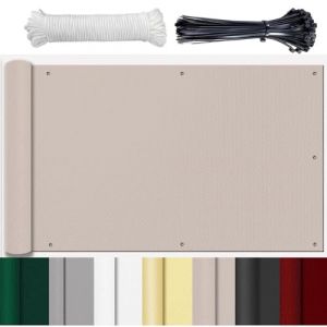 GLIN Brise Vue pour Balcon Store LatéRal Pare-Soleil Brise-Vue Résistance à la déchirure avec Trous et Serre-câbles aux Intempéries Cache Balcon Protection UV Taupe 90x600cm (GLinUK, neuf)