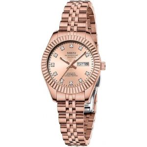 NIBOSI Montre analogique à quartz pour femme - Cadran en acier inoxydable avec jour et date - Lumineux - Étanche - Classique - Luxe - Diamant - Élégante robe - Pour les petits poignets, Or rose (NIBOSI Watch Official Store UK, neuf)