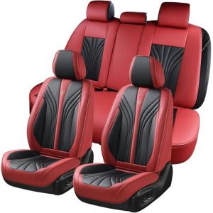 FLORICH Housses de Si&egrave;ge de Voiture 5 Pi&egrave;ces, Housses de Si&egrave;ge Avant Arri&egrave;re, Housse de Si&egrave;ge de Voiture &eacute;tanche Compatible avec 95% Berline, SUV, Van (Ensemble Complet, Noir&Rouge) (Coverado, neuf)