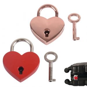 ZORVYN Lot de 2 Mini Cadenas en Forme de C&oelig;ur, Vintage Cadenas d'Amour avec Cl&eacute;, Cadenas C&oelig;ur pour Armoire, Bo&icirc;te &agrave; Bijoux, Journal Intime, Tiroir (Rouge et Or Rose) (SESINEND, neuf)