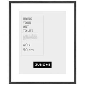 JUNOMI® Cadre photo 40 x 50 cm bois noir | Cadre photo noir avec verre Plexi incassable | Cadre photo en bois (kizibi, neuf)