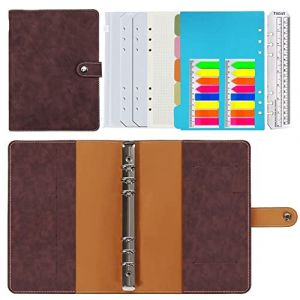 Carnet &agrave; Anneaux a5 Rechargeable,PU Cuir Carnet &agrave; Anneaux Rechargeable pour Travail de Voyage et Organisateur,Cadeau pour Filles, Gar&ccedil;ons(Marron rouge A5) (Dreamlark, neuf)