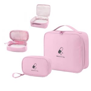JUNUNDJING 2 Pi&egrave;ces Trousse de Secours Vide, Pharmacie Voyage, Premiers Secours, Boite Medicaments Rangement, &Eacute;tanche Sac de M&eacute;decine Portable (Rose) (Marsden House, neuf)