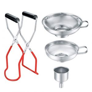 4 Pièces Ensemble Entonnoir à Filtre à Cuisine, Entonnoir en Acier Inoxydable, Entonnoir à Confiture, Entonnoir de Remplissage avec Poignée et Lève-verre pour Transfert de liquides, Confiture (LiuHuaLong, neuf)
