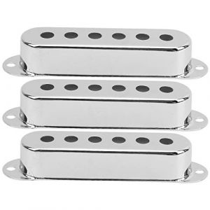 Paquet de 3 accessoires de guitare de couverture de micro de guitare à simple bobine en laiton compatibles avec la guitare électrique ST SQ (48 mm)(argent) (Tenyse, neuf)