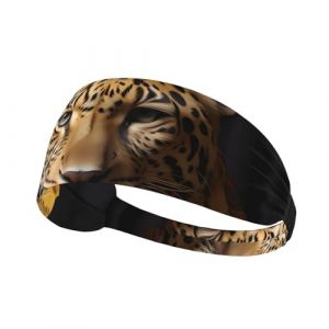WHJWXC Bandeau &eacute;lastique imprim&eacute; l&eacute;opard dans une veste en cuir pour homme et femme, bandeau pour le yoga et le fitness (zhimingbaihuode, neuf)