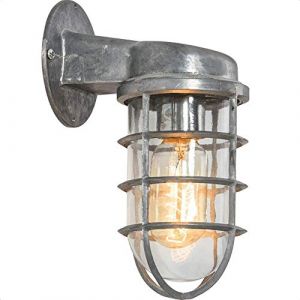 Applique murale r&eacute;tro en forme de cage en m&eacute;tal pour int&eacute;rieur et ext&eacute;rieur, &eacute;tanche, style industriel, applique nautique pour jardin, balcon, patio, bar, chambre &agrave; coucher, &eacute;clairage E27, argent It's (jingjialida, neuf)