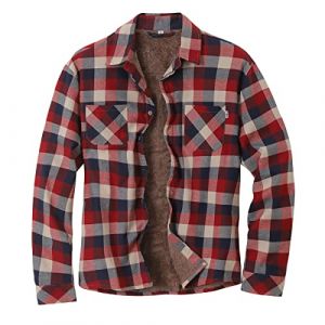Minetom Chemises Homme en Flanelle Chemises &Agrave; Carreaux Manches Longues Chemise Chaude De Bucheron Bouton Chemise Sherp Veste E Rouge S (B.W.S KIT, neuf)