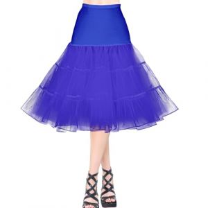 AYBUY Jupe Jupon Femme,Jupon Ann&eacute;es 50 Vintage en Tulle Rockabilly Petticoat en Tulle Taille &Eacute;lastique,R&eacute;tro Jupe Tutu Femmes R&eacute;tro Ann&eacute;es 80 F&ecirc;te Halloween Carnaval Costume de F&ecirc;te,Bleu Roi,M (withchance, neuf)