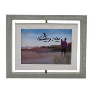 Smiling Art Cadre photo pivotant, cadre double pour 2 photos en bois MDF avec verre en format paysage et portrait à poser (Verre, Gris, 10 x 15 cm) (Smiling Art, neuf)