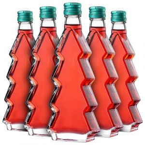 KADAX Lot de 5 bouteilles en verre en forme de sapin de No&euml;l, 200 ml, avec bouchon &agrave; vis vert &ndash; Bouteilles vides &agrave; remplir avec liqueur & eau-de-vie, id&eacute;al pour No&euml;l & comme cadeau (KADAX, neuf)