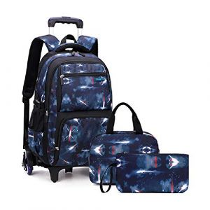 HTgroce Cartable a Roulette Sac Roulette Enfant Primaire,Cartable a roulettes Garçon Sac à roulettes 3 en 1 avec Sac à Lunch et Pochette pour Stylos, Parfait pour l'école. (Lldaily EUR, neuf)