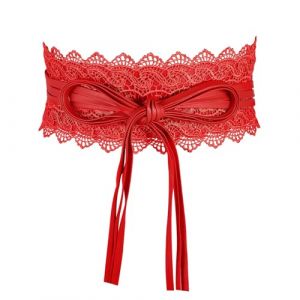 MILAKOO Femmes Ceinture de taille Large Dentelle Douce avec Cordon de Serrage Gland Femmes Ceinture à Nouer Large Obi Large Bande d'enroulement Taille Cravate Ceinture pour robe Mariage Parti (Baiyu Jewelry, neuf)