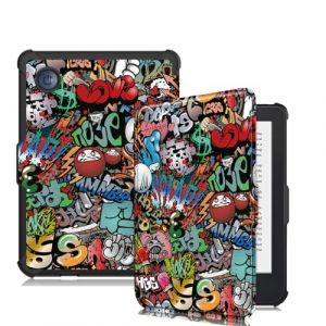 Vakarey Ultra Fine Automatique Veille/R&eacute;veil Housse Coque pour Kobo Clara Colour/Kobo Clara 2E/Kobo Clara BW &Eacute;tui avec Dragonne,Graffiti (Meiyiheng UK, neuf)