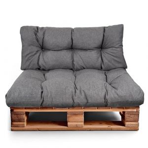 Best Wool Ensemble de Coussin Palette – Coussin D’Assise pour Palettes Europe – Coussins pour Palettes Rembourrés avec Mousse Granulaire Poulirette – Inclut Coussin D’Assise 120x80 + Dossier 120x40 (Wool-Stam, neuf)